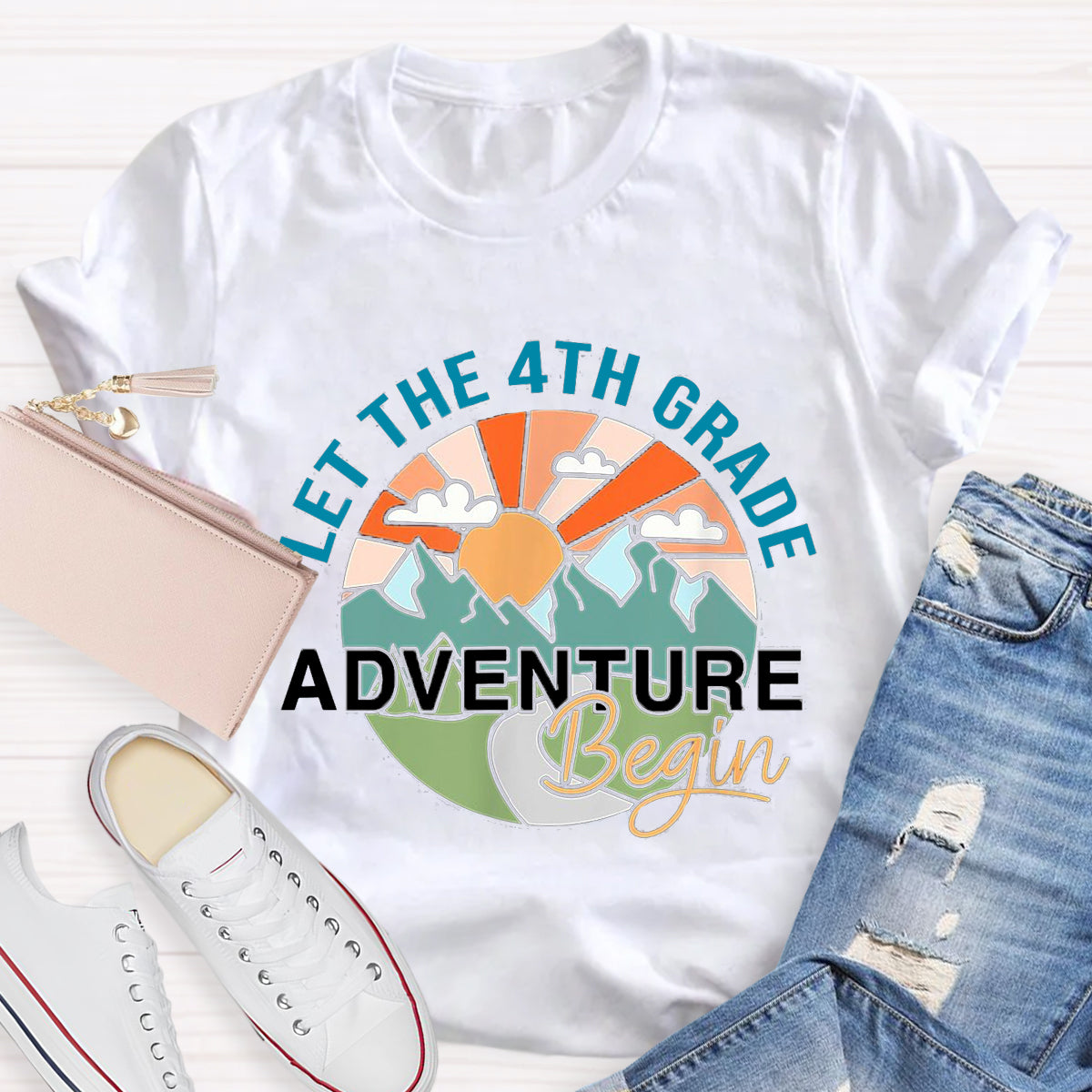 Personalized Grade Let The 4th Grade Adventure Begin Teacher T-Shirt