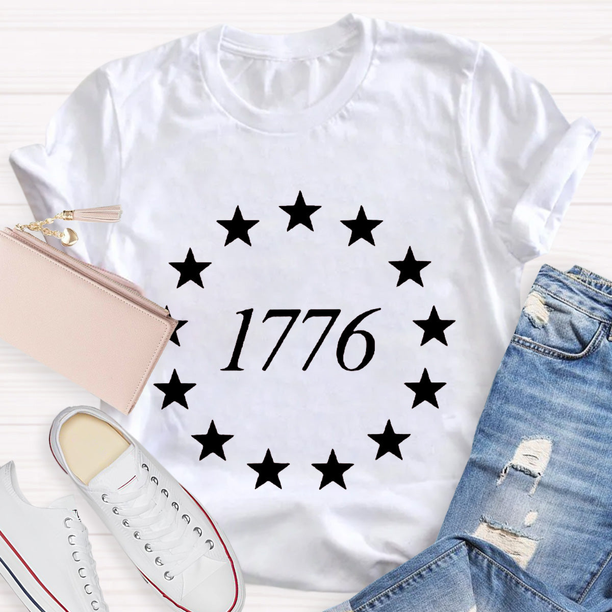 Black Star 1776 Teacher T-Shirt