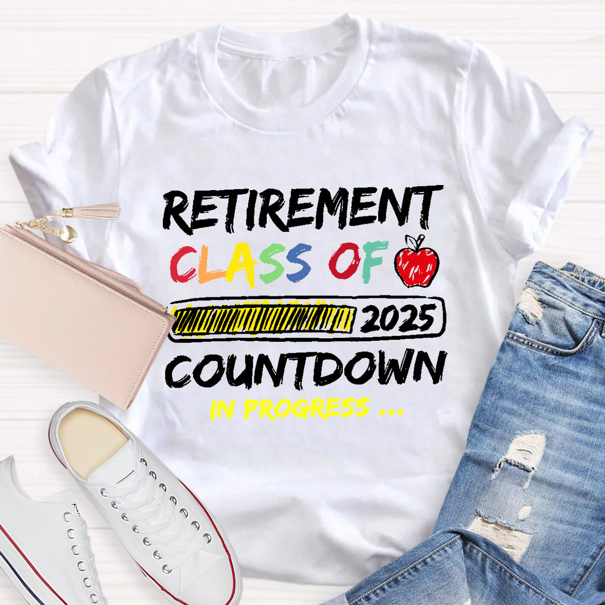 Personalized Retirement Year Class Countdown In Progress Teacher T-Shirt