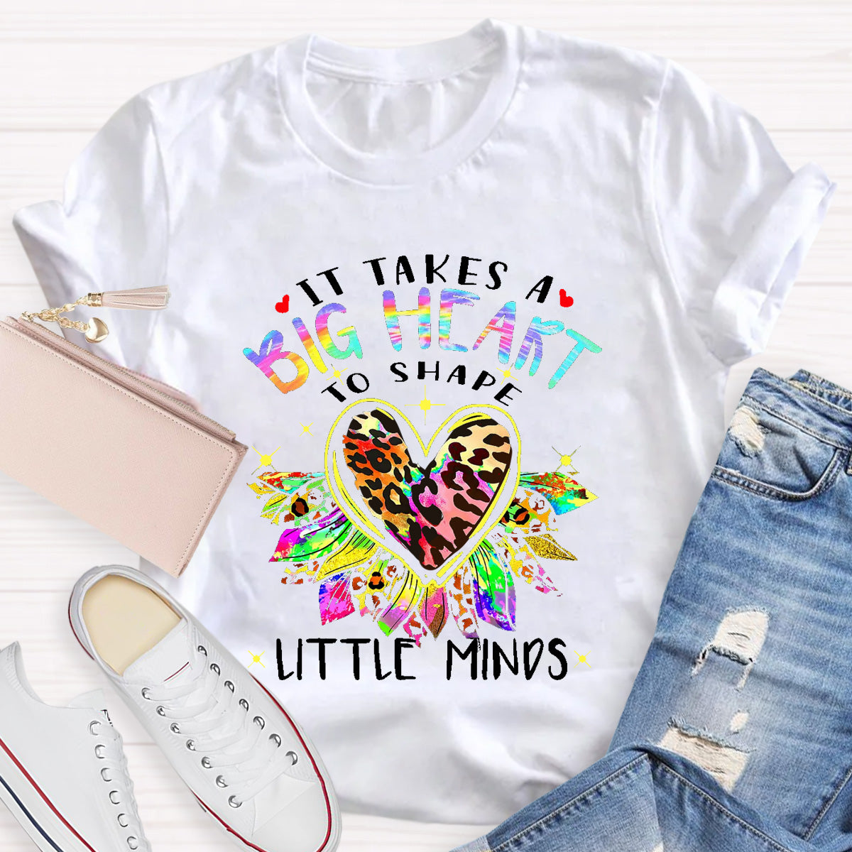 It Takes A Big Heart To Shape Little Minds Leopard Sunflower T-Shirt