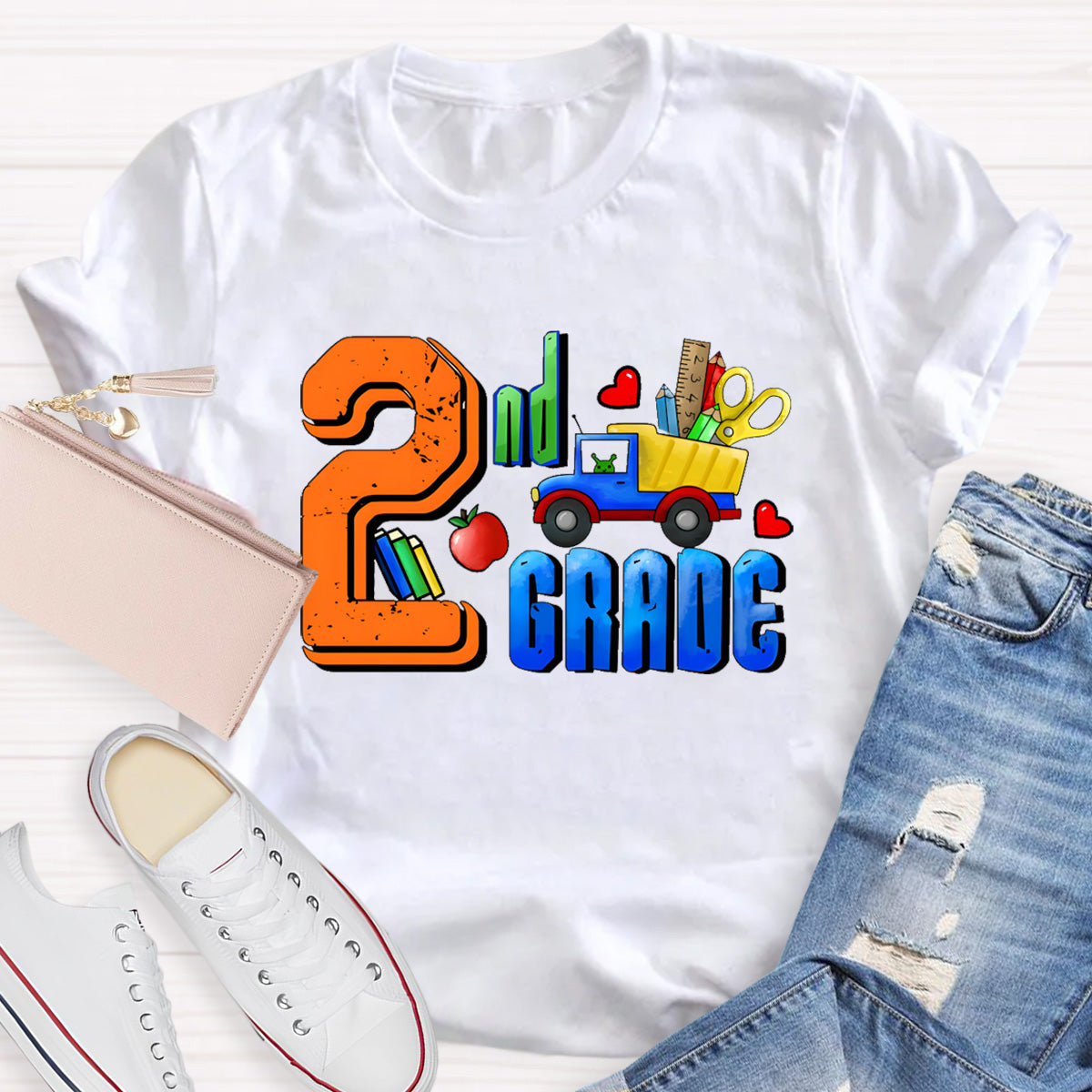 Personalized Grade Truck With Teacher's Tool  2nd Grade Teacher T-Shirt