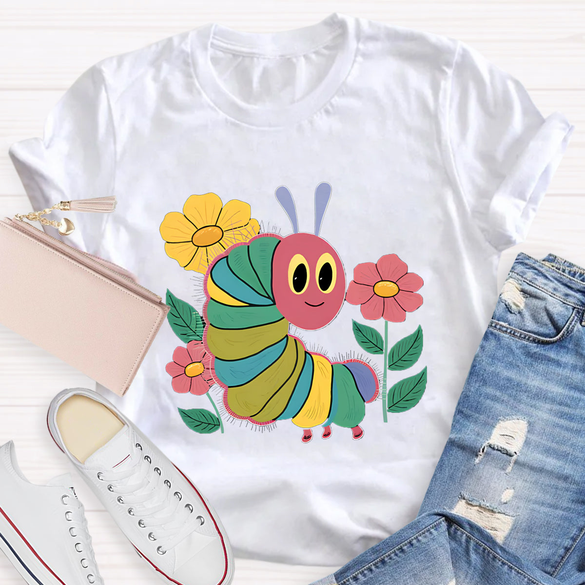 Flowers And Hungry Caterpillar Teacher T-Shirt