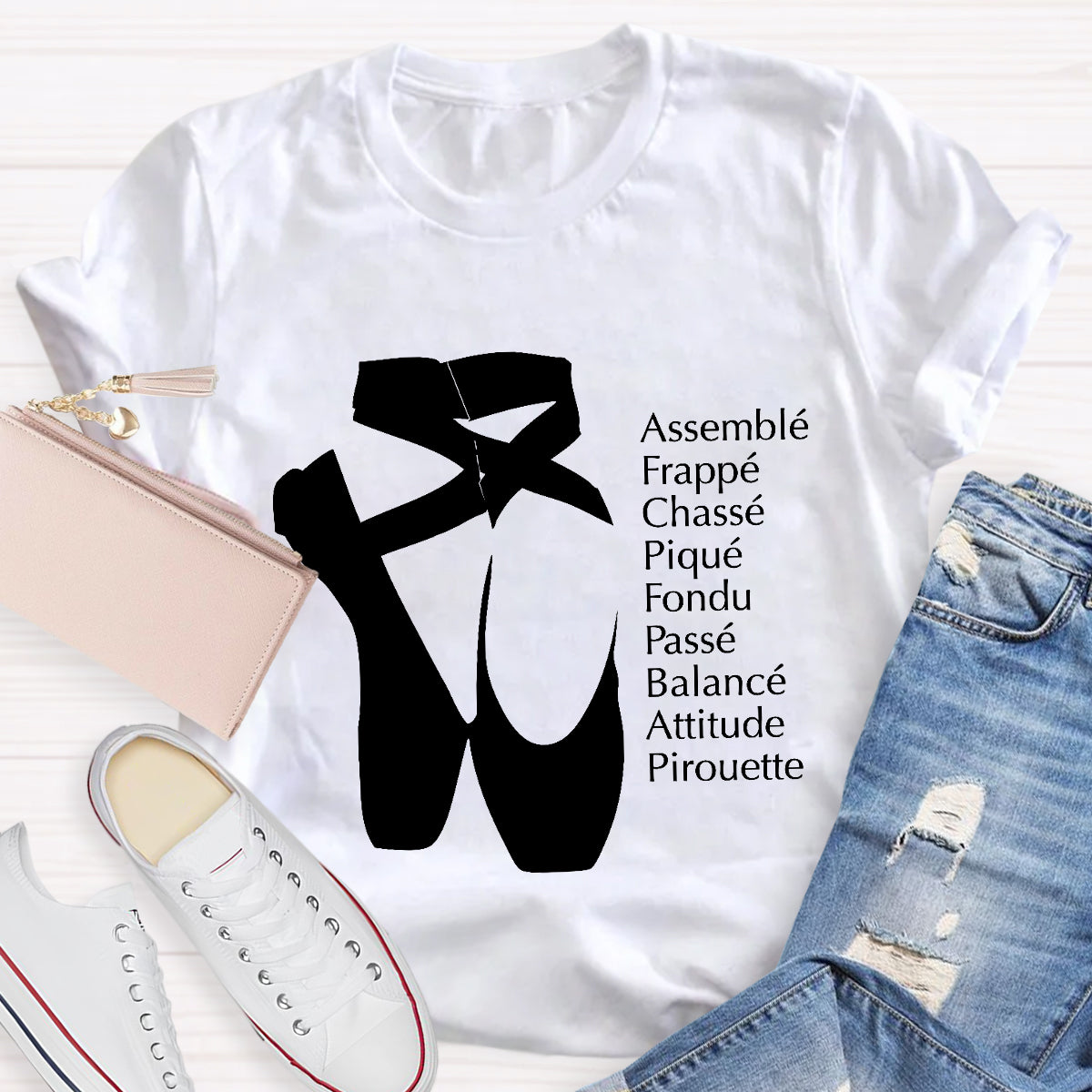 Ballet Terms Classic Pointe Shoes Ballerina Dancer T-Shirt