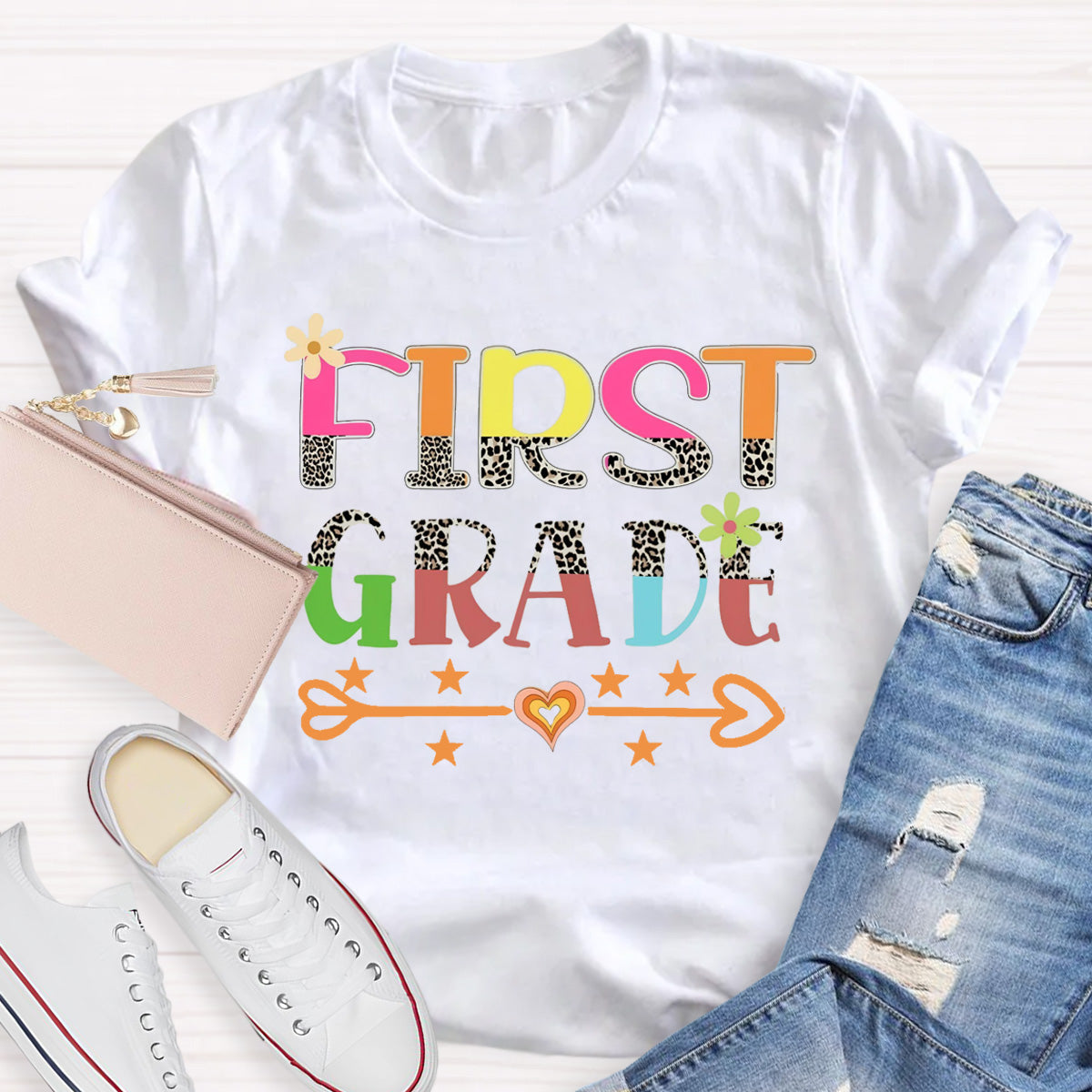 Personalized Grade Love Star Teacher T-Shirt