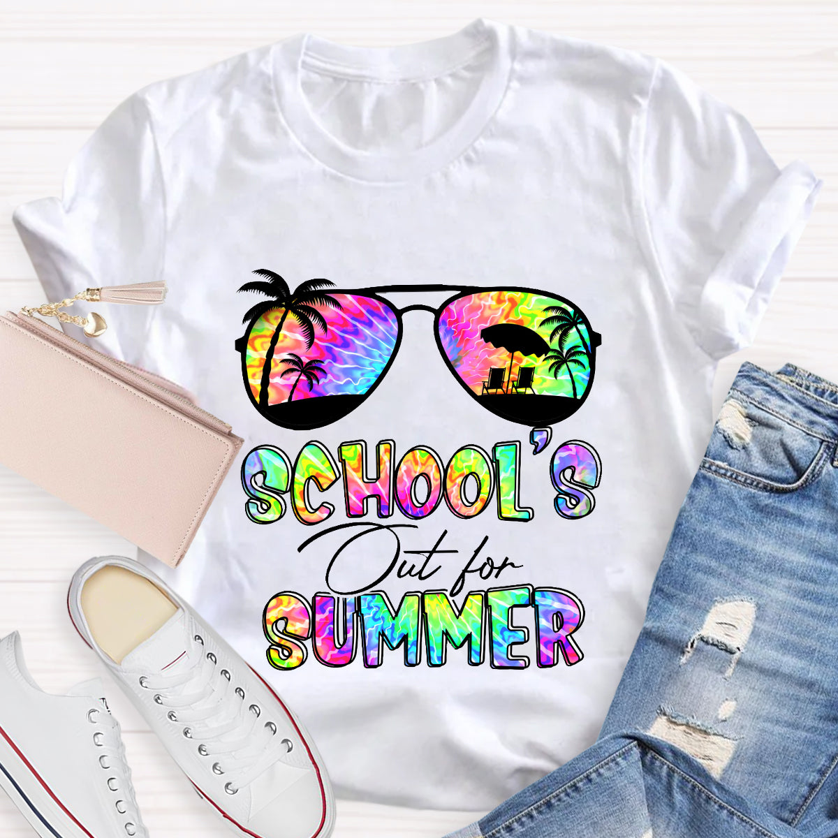 School's Out For Summer Colorful Beach Happy Summer T-Shirt