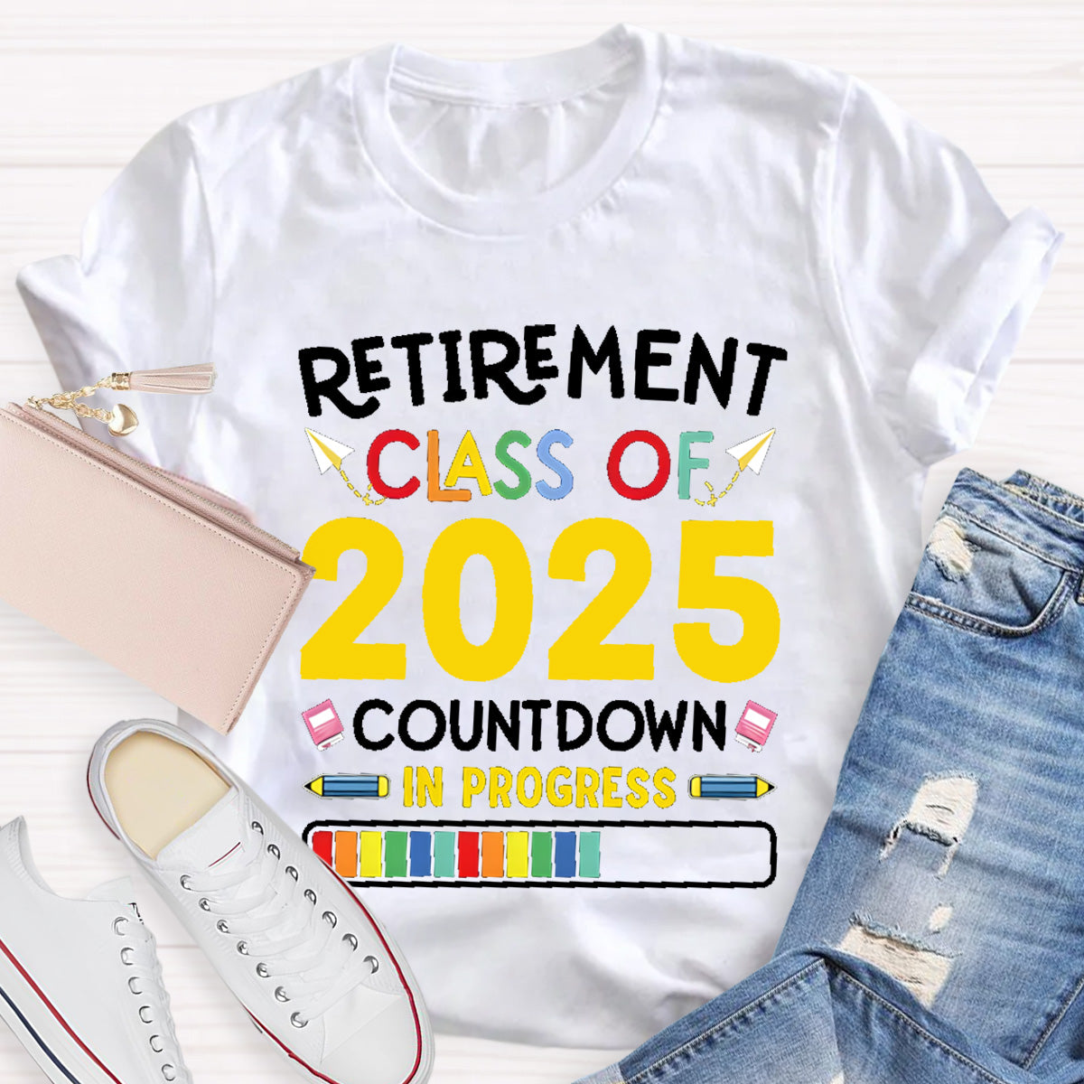 Personalized Retirement Time Class Countdown In Progress Teacher T-Shirt