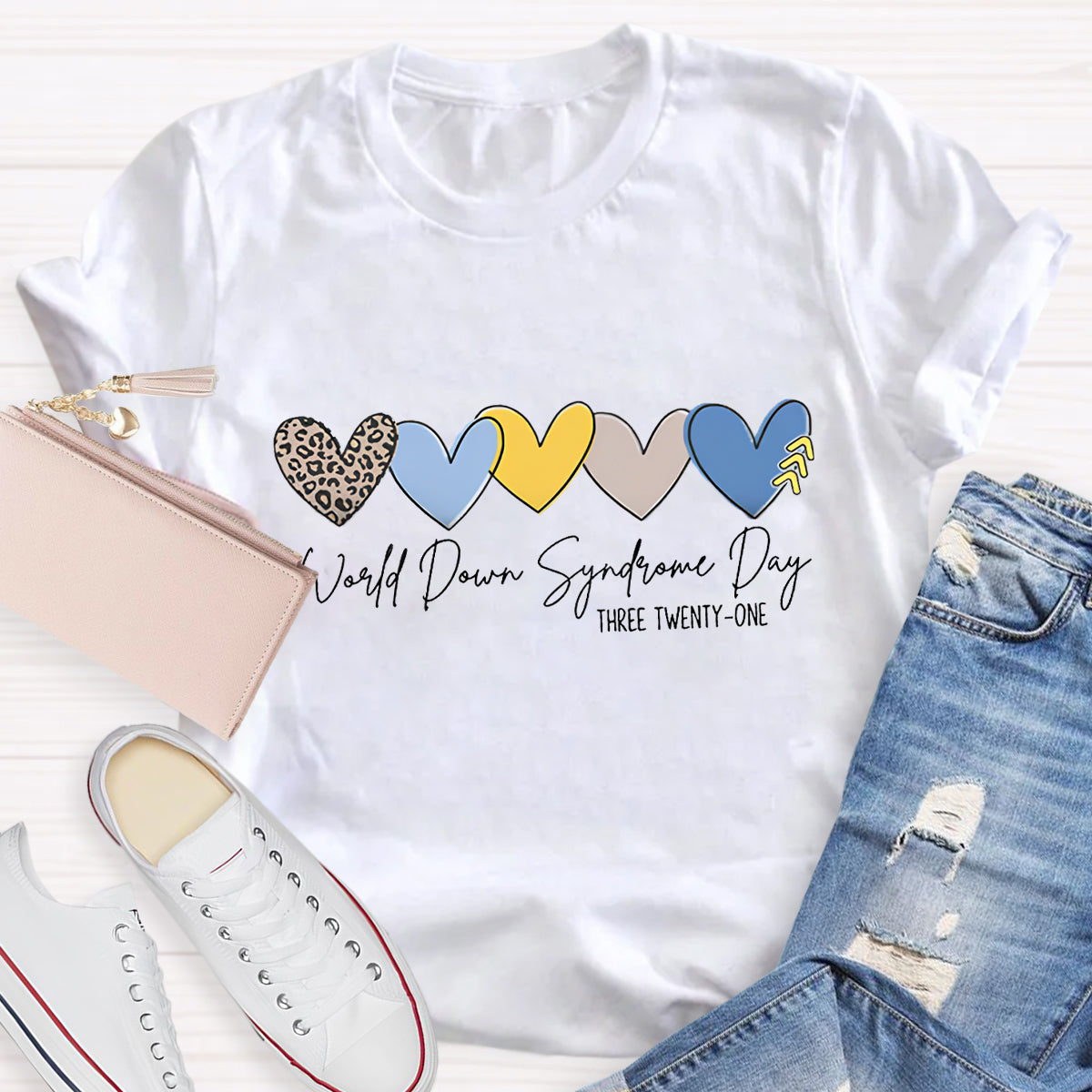 World Down Syndrome Day Leopard Heart T-Shirt