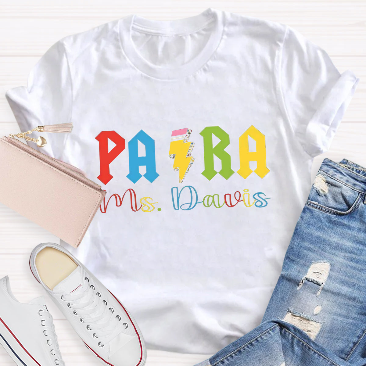 Personalized Para Teacher Name Pencil T-Shirt