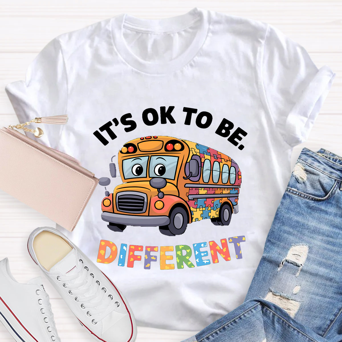 It's OK To Be Different School Bus Teacher T-Shirt