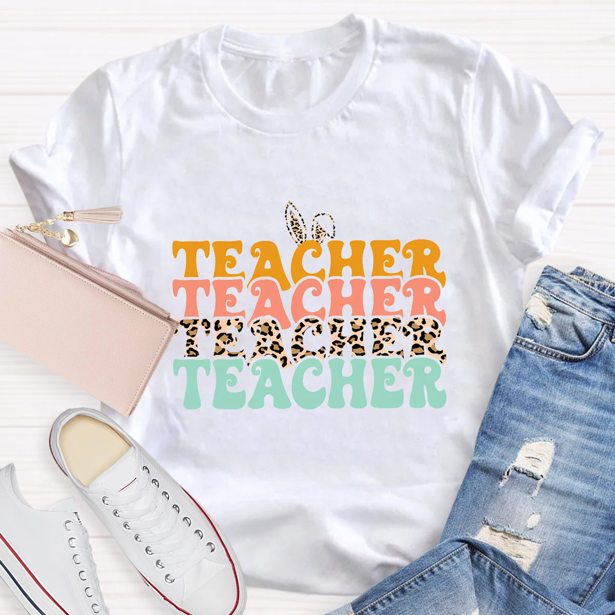 Easter Leopard Easter Teacher T-Shirt