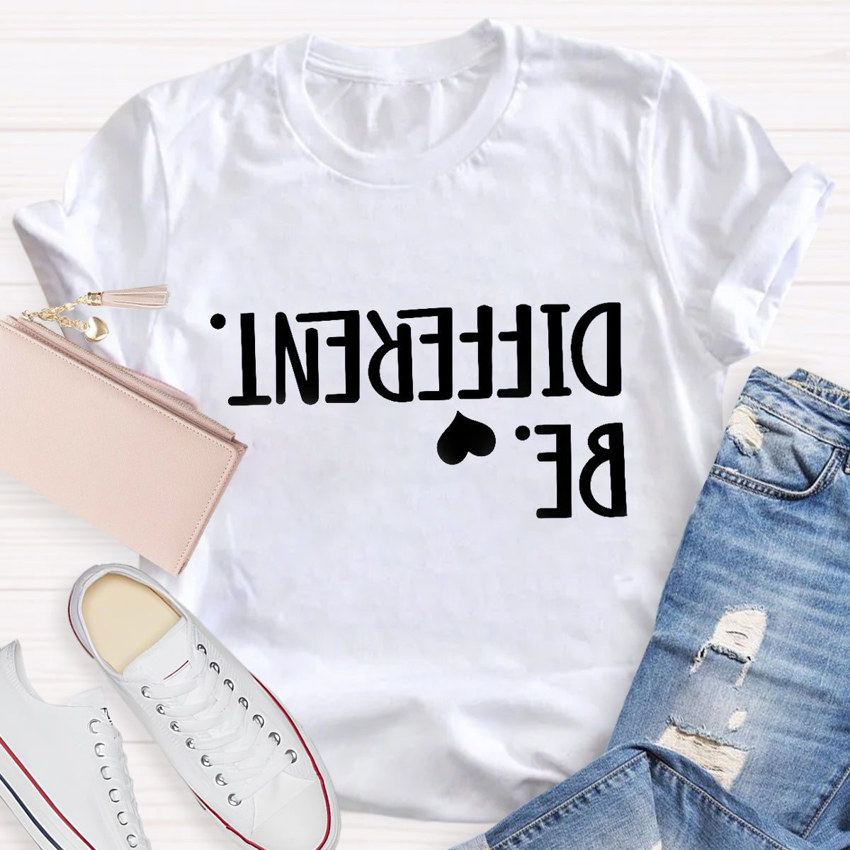 Be Different Text Reflection T-Shirt