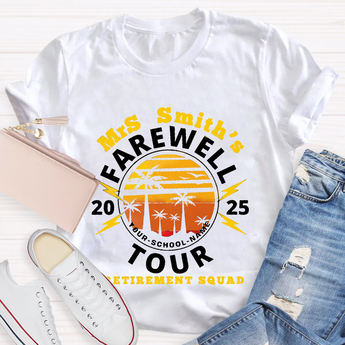 Personalized Teacher's Name And School Name Farewell Tour Retirement Squad T-Shirt