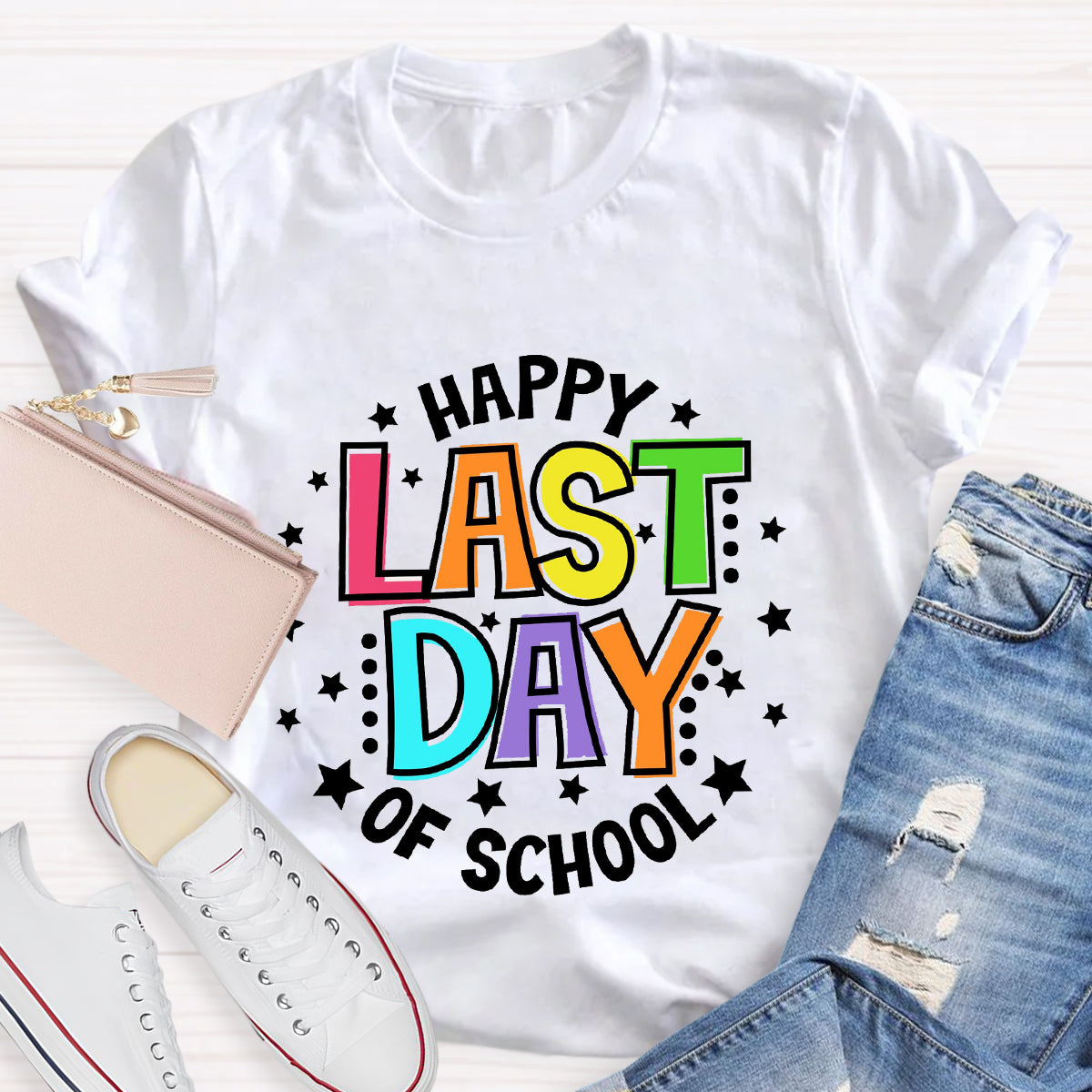 Happy Last Day Of School Star Circle T-Shirt