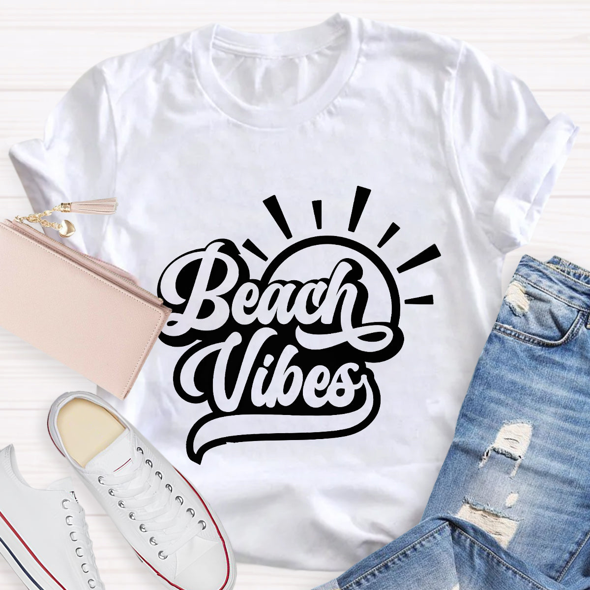 Beach Vibes Summer Break Teacher T-Shirt