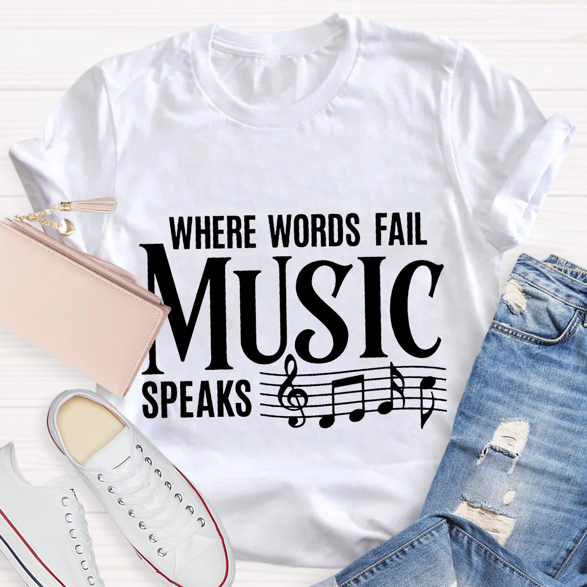 Where Words Fail Music Speaks Teacher T-Shirt