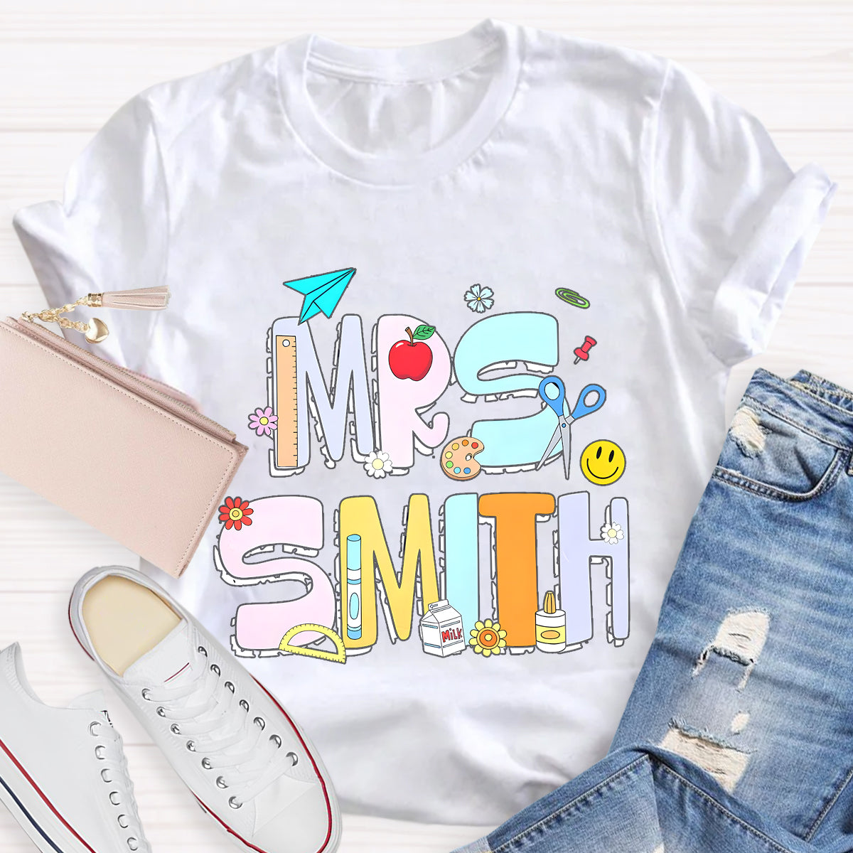 Personalized Name Beautiful Teacher Tools T-Shirt