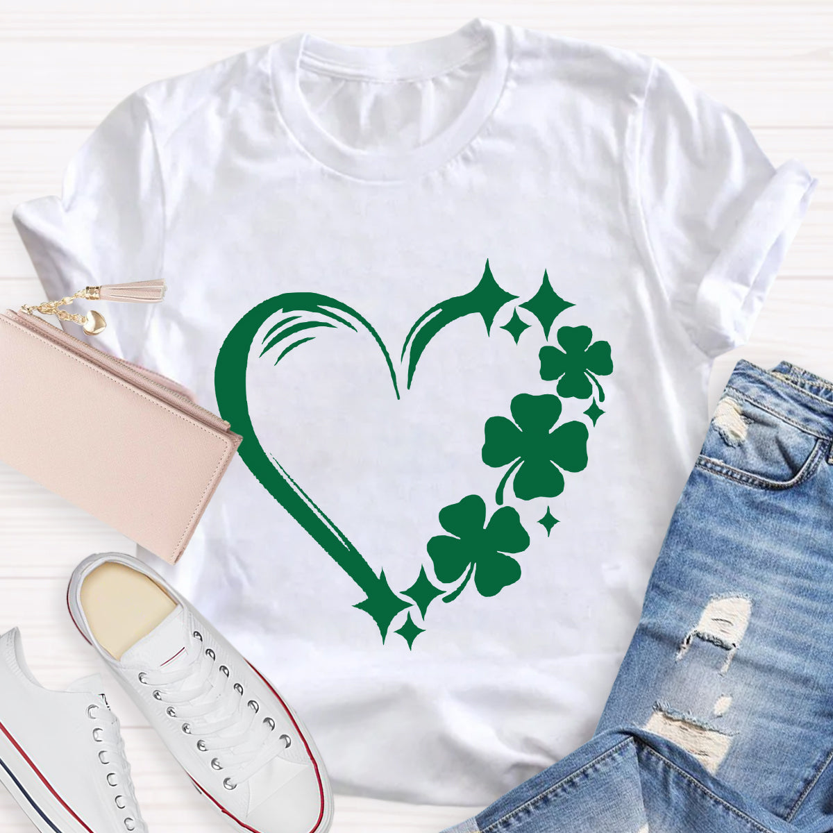 Shamrock Clover Heart T-Shirt