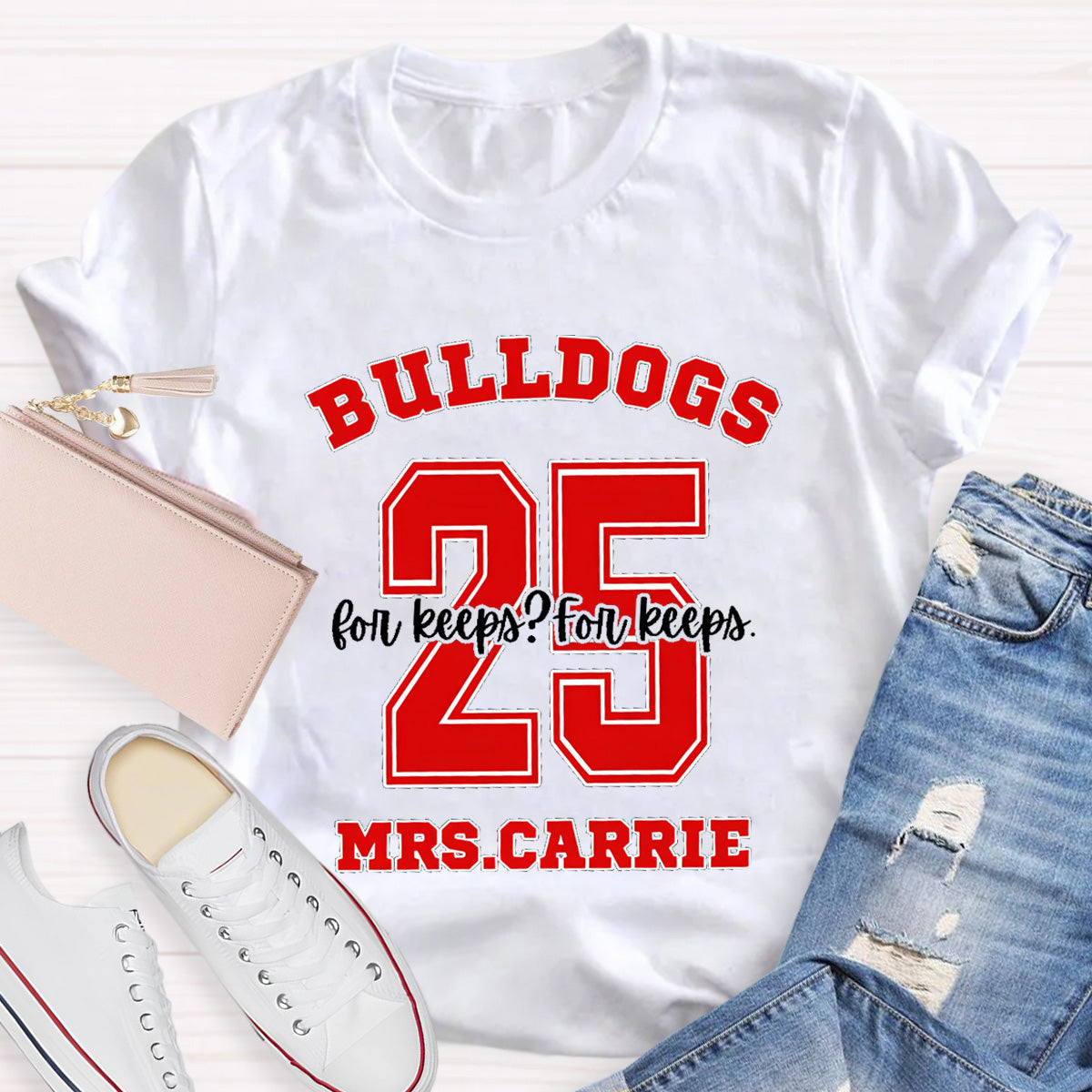 Personalized Name Mascot And Number Teacher T-Shirt
