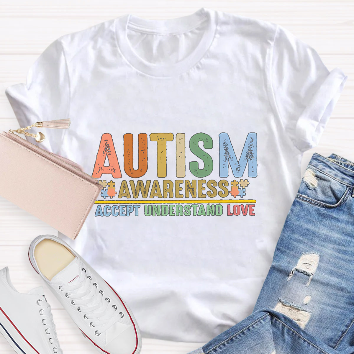 Autism Awareness Accept Understand Love Teacher T-Shirt