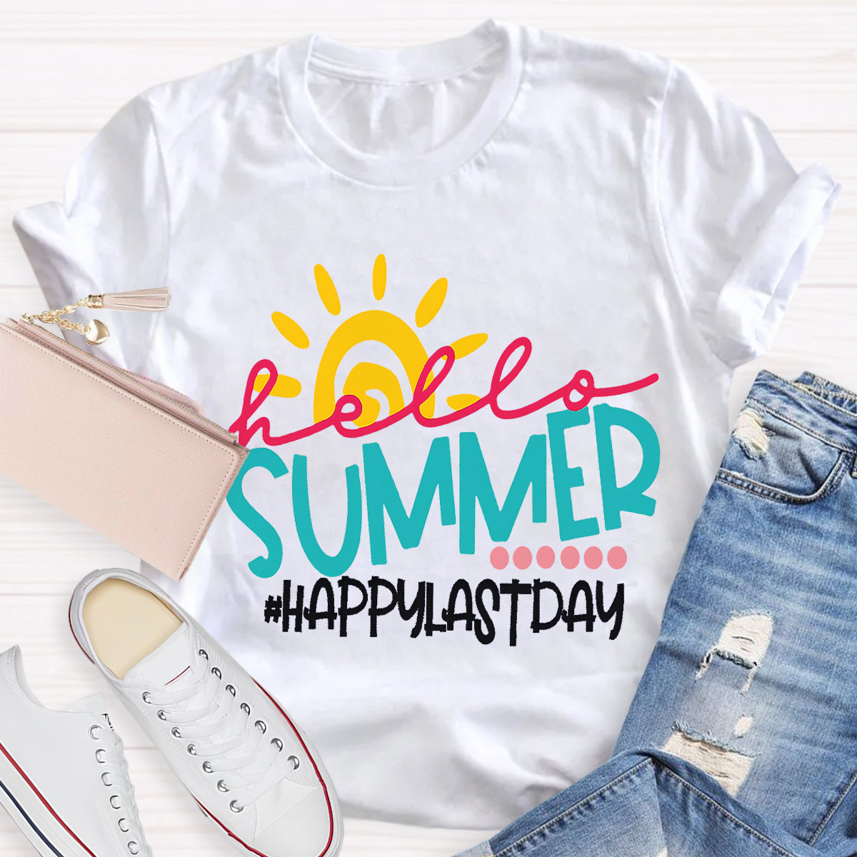 Hello Summer Teacher Graphic Tee Shirt