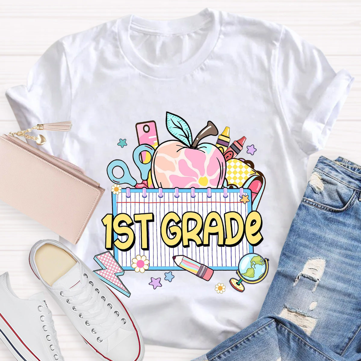 Personalized Grade Teacher Books Apple T-Shirt