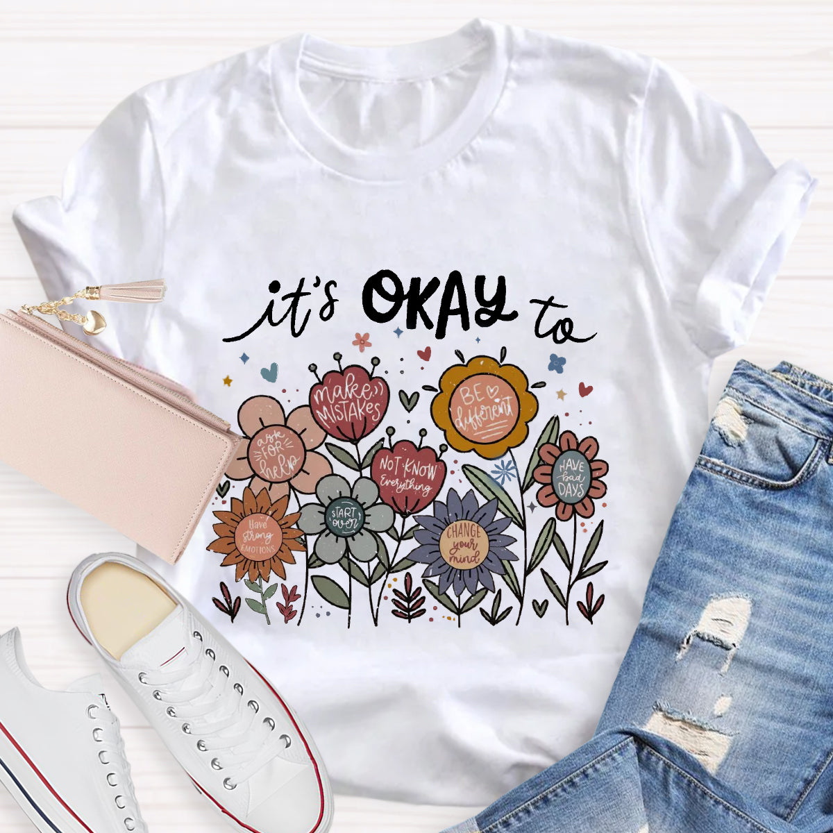 It's Okay To Not Know Everything Flower Teacher T-Shirt