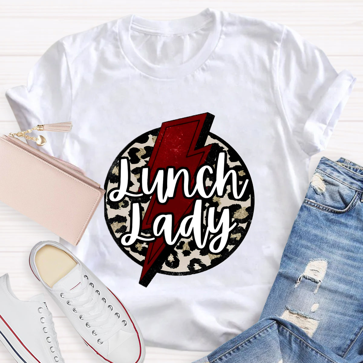 Leopard Printed Lunch lady T-Shirt
