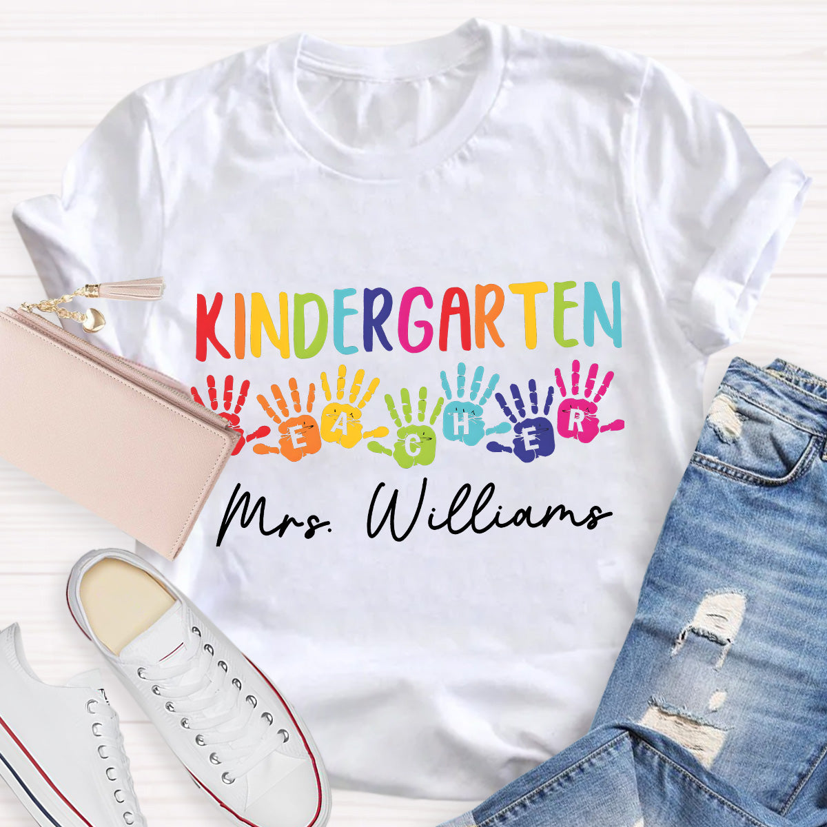 Personalized Name Kindergarten Teacher T-Shirt