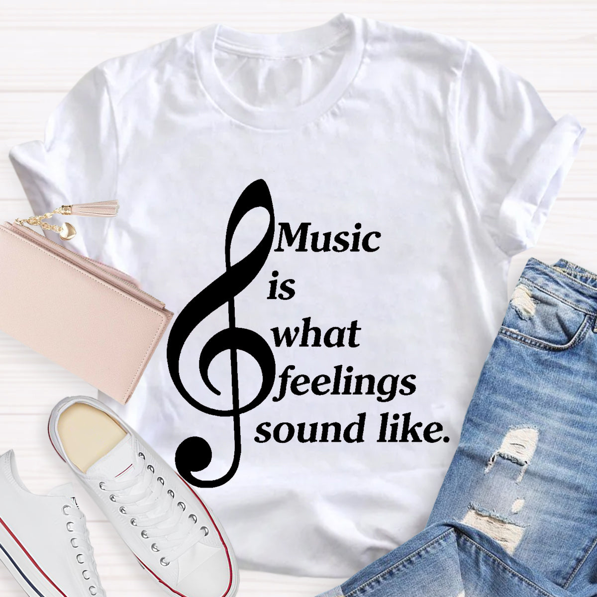 Music Is What Feelings Sound Like Teacher T-Shirt