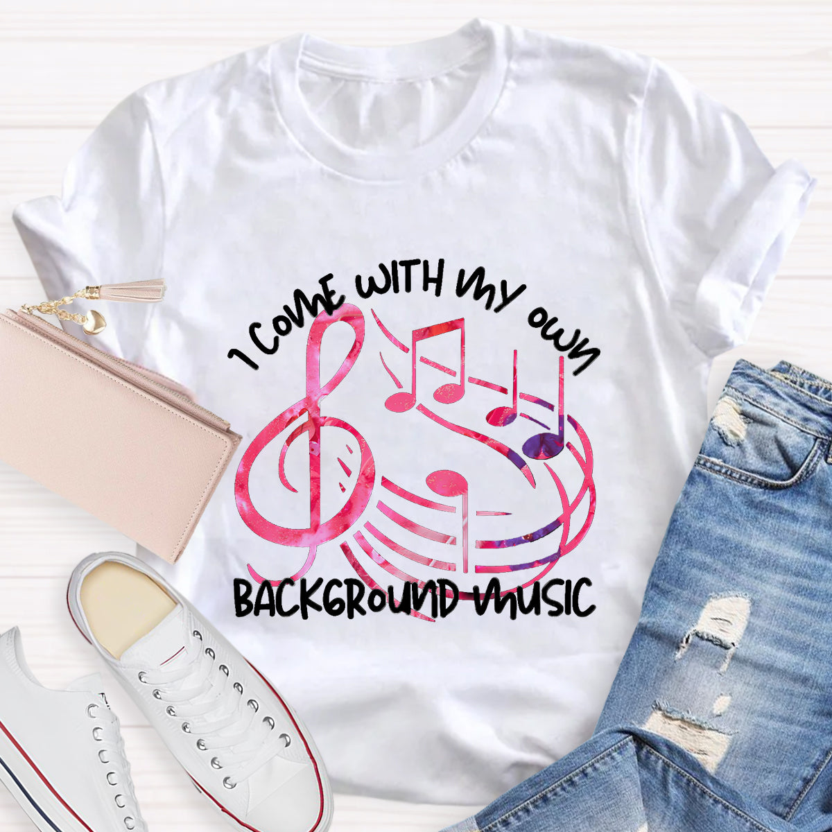 I Come With My own Background Music Teacher T-Shirt