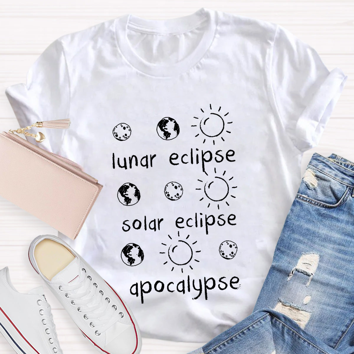 Lunar Eclipse Solar Eclipse Apocalypse Funny Science Teacher T-Shirt