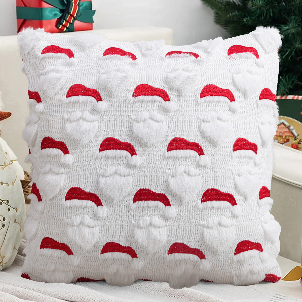 Christmas Pillow Solid Color Quilted Plush Pillowcase