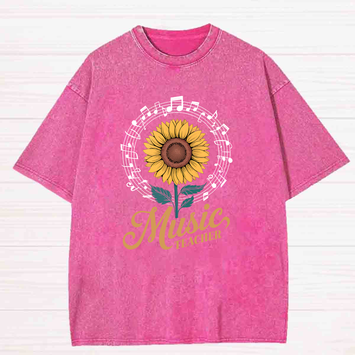Music Teacher Sunflower Washed T-shirt