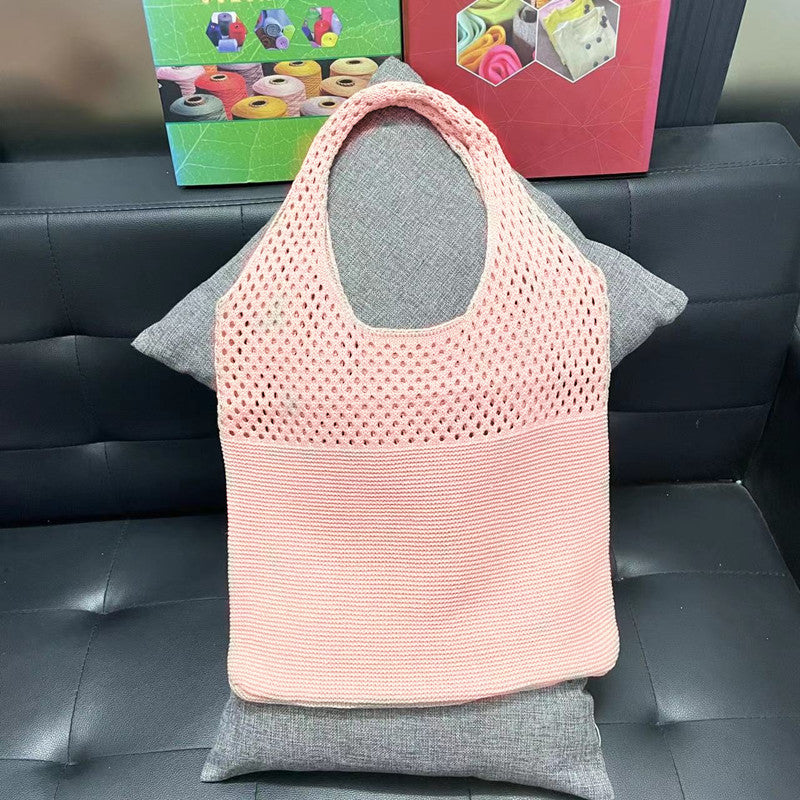Woven Knit Solid-Color Crossbody Handbag