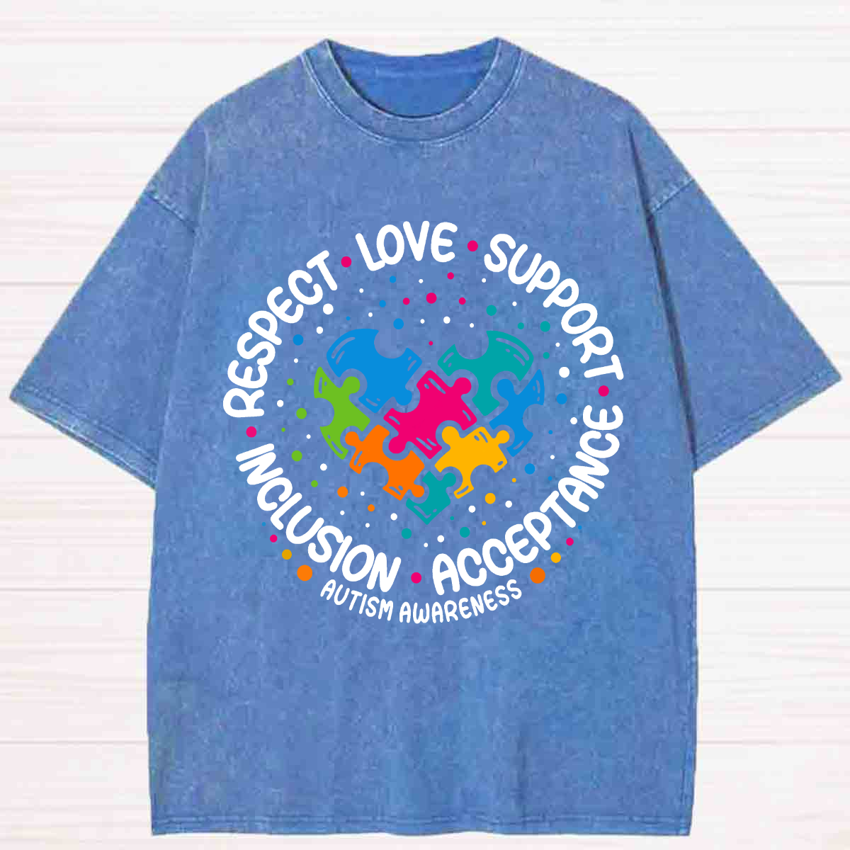 Respect Love Support Acceptance Colorful Heart Washed T-shirt