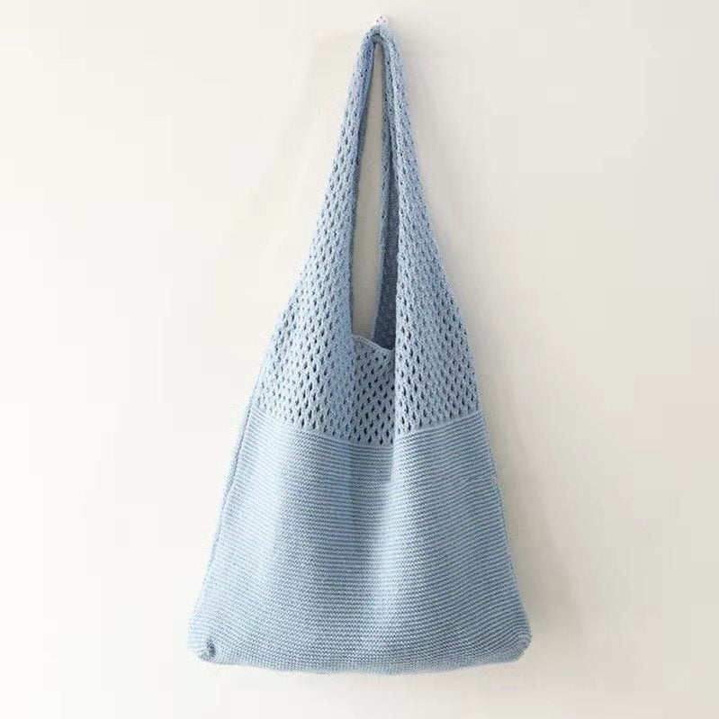 Woven Knit Solid-Color Crossbody Handbag