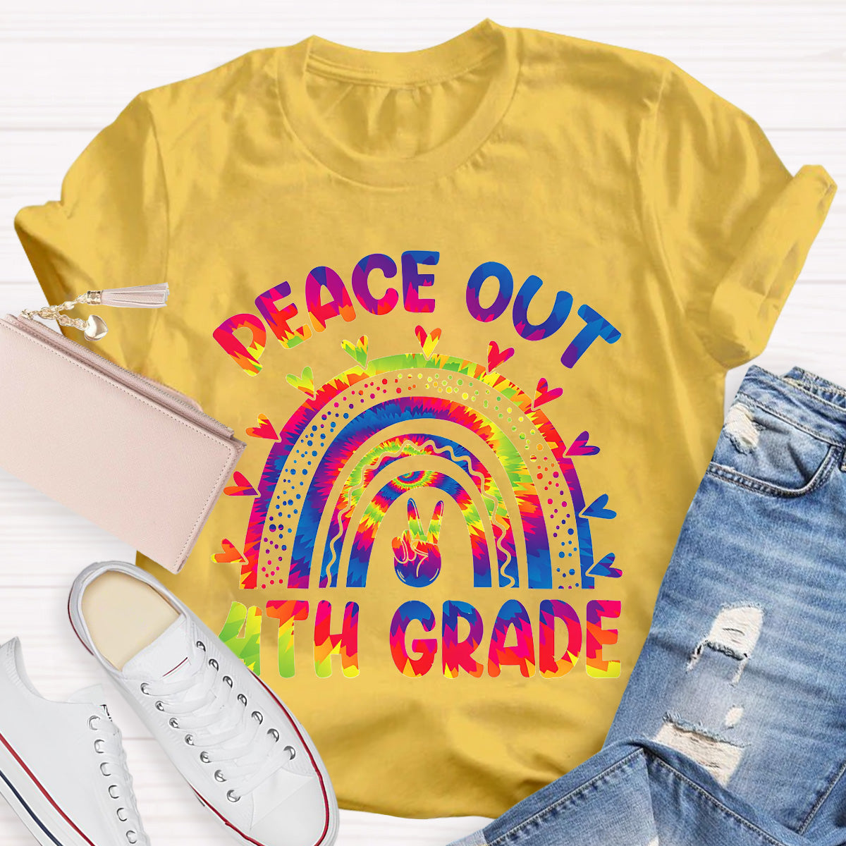 Personalize Grade Peace Out Teacher T-Shirt