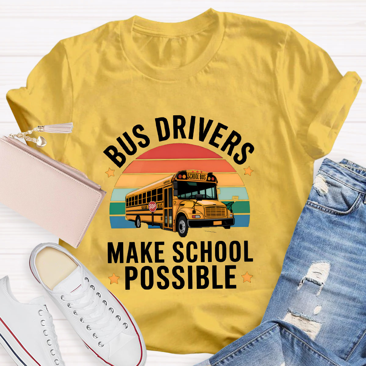 Bus Drivers Make School Possible Teacher T-Shirt