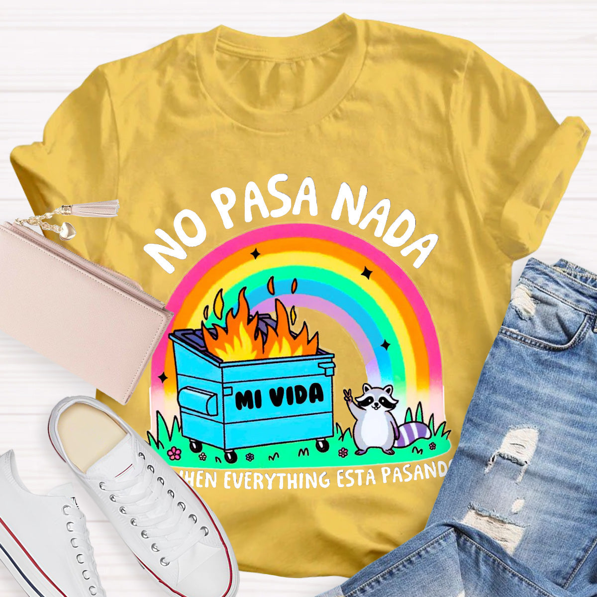 No Pasa Nada Rainbow Teacher T-Shirt