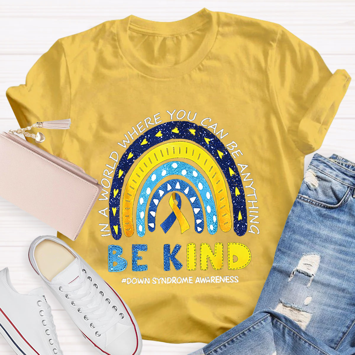 Be Kind Down Syndrome Awareness Heart T-Shirt