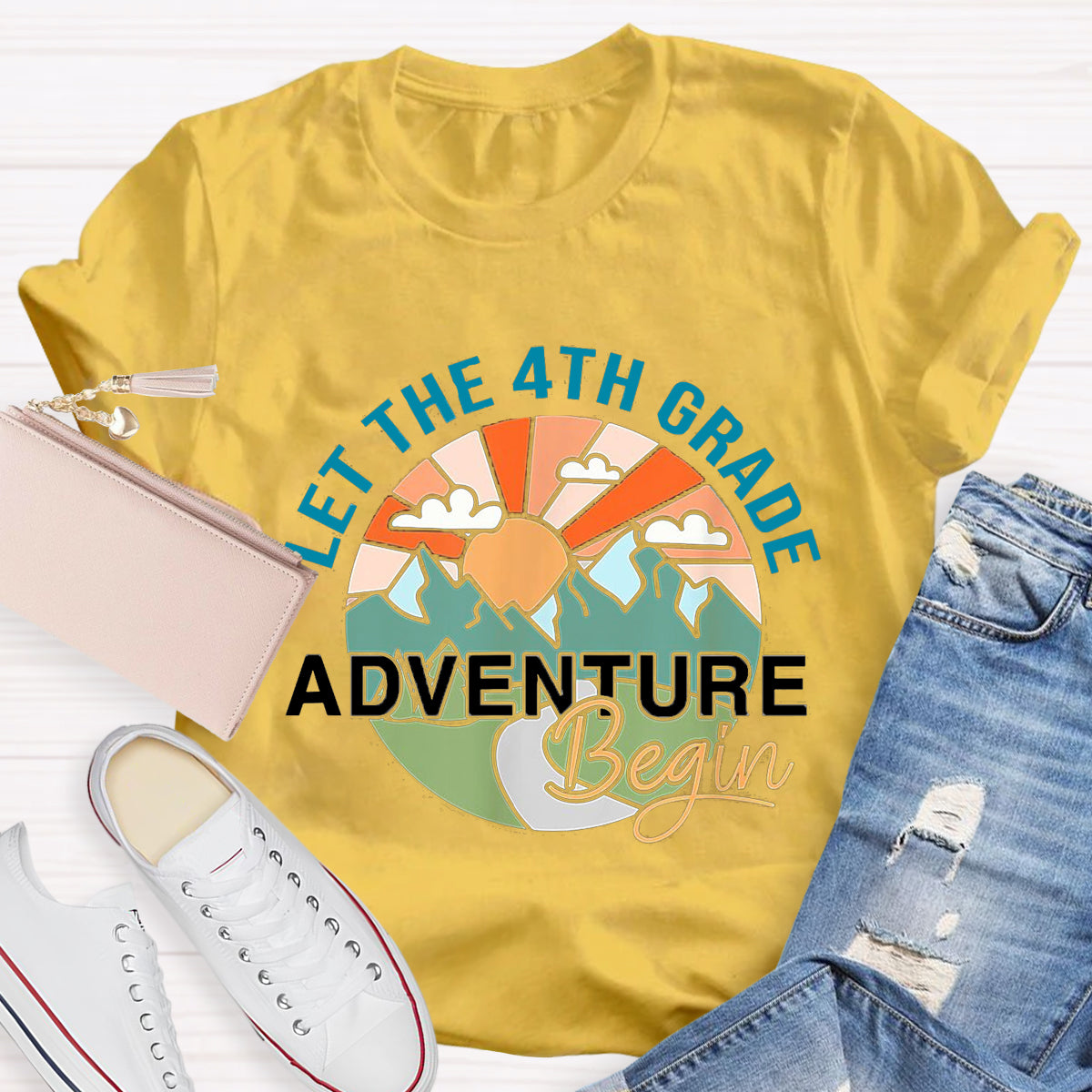 Personalized Grade Let The 4th Grade Adventure Begin Teacher T-Shirt
