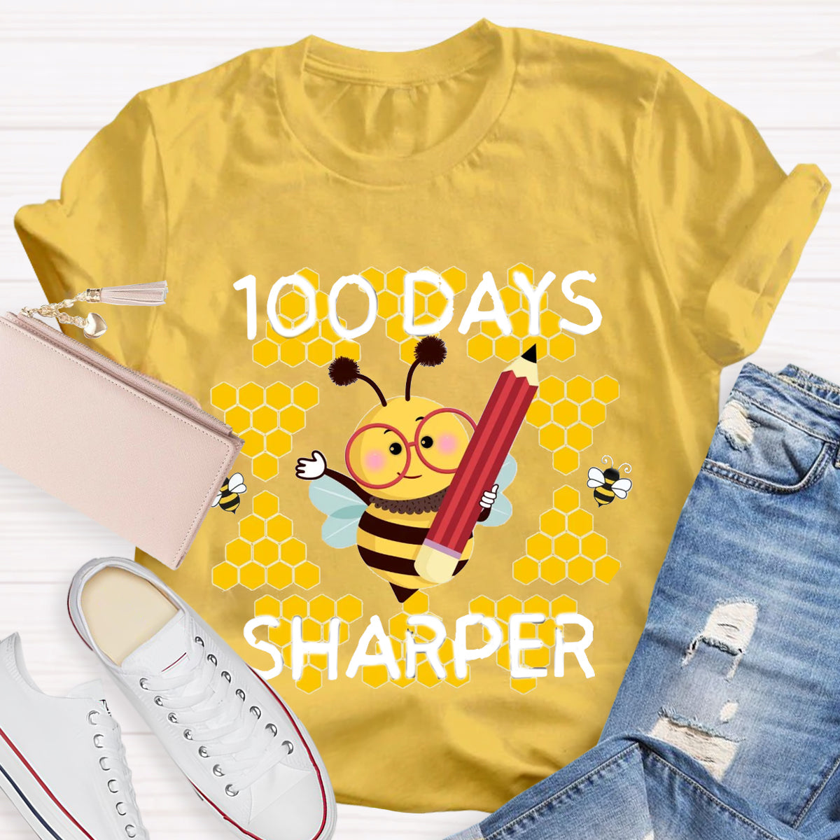 100 Days Sharper Funny Bee T-Shirt