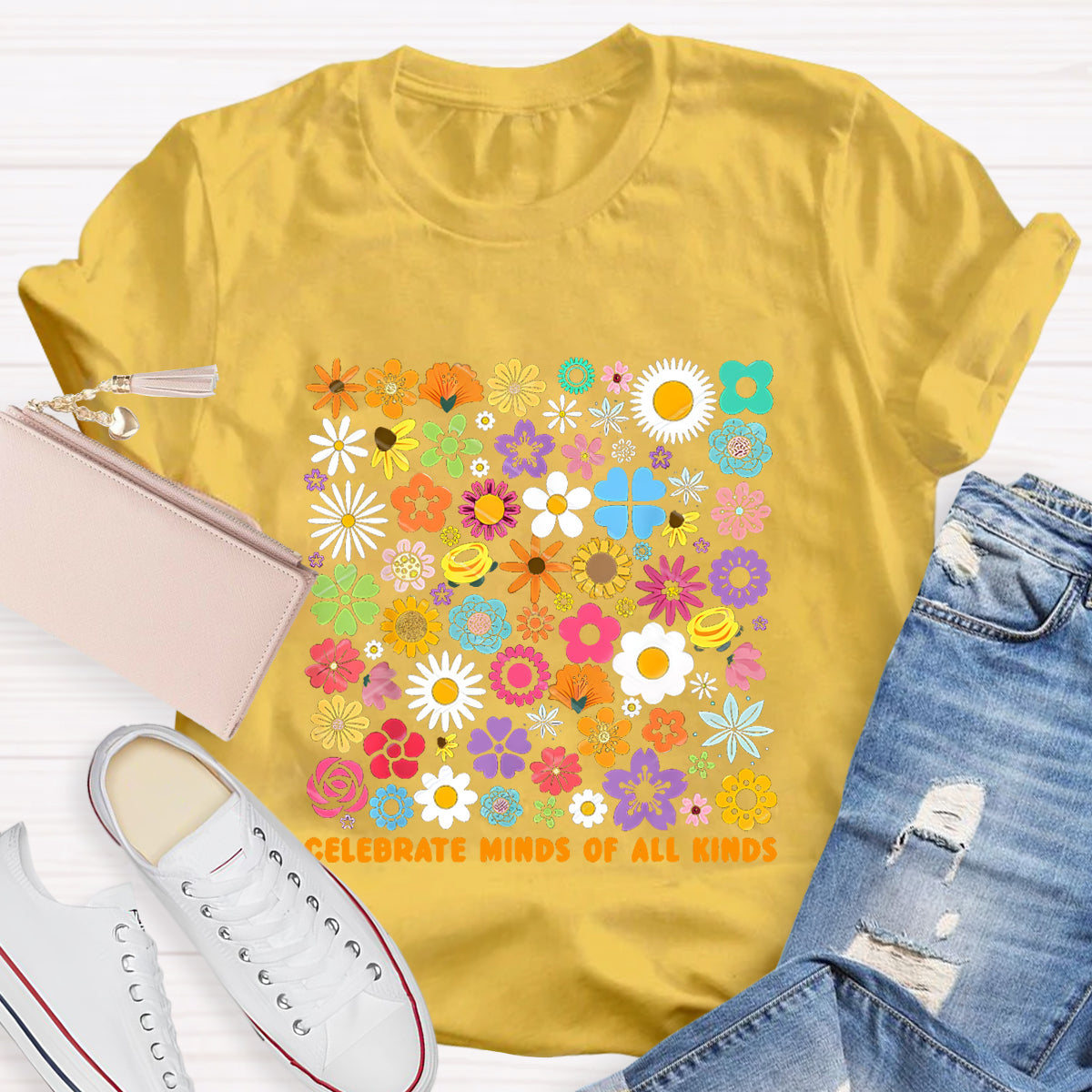 Colorful Flower Celebrate Minds of All Kinds T-Shirt