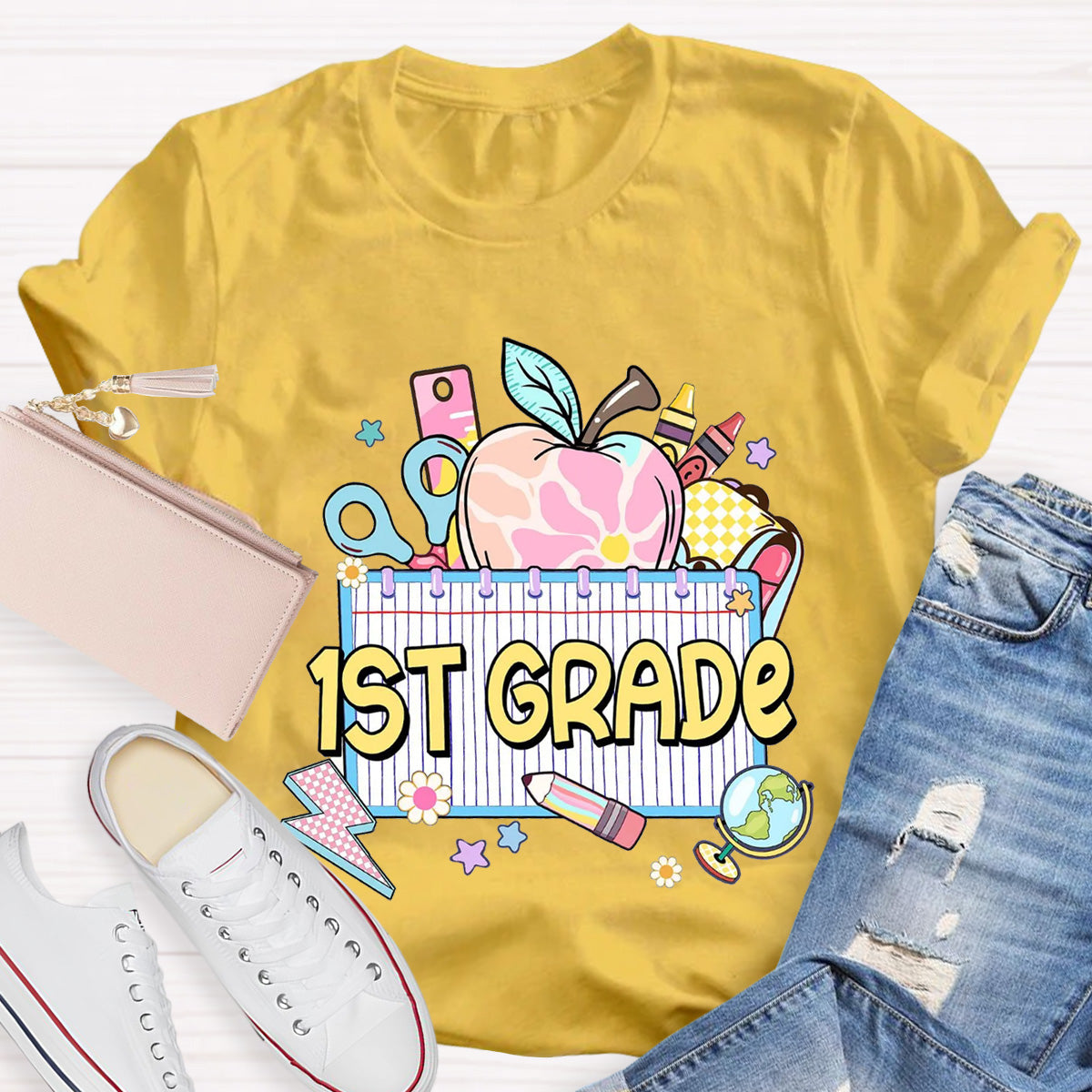 Personalized Grade Teacher Books Apple T-Shirt