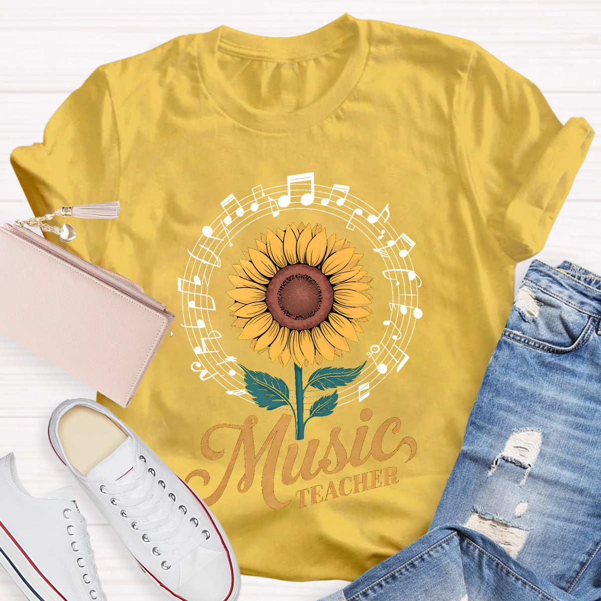 Music Teacher Sunflower Teacher T-Shirt