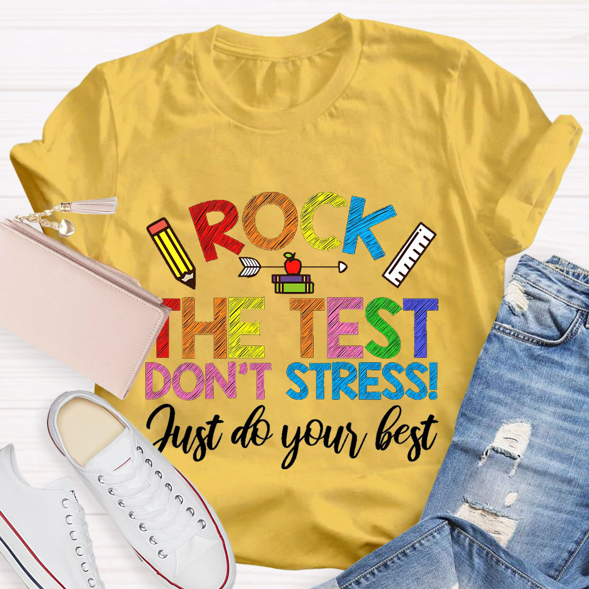 Rock The Test Don't Stress Teacher T-Shirt