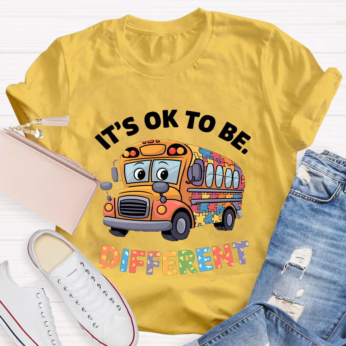 It's OK To Be Different School Bus Teacher T-Shirt