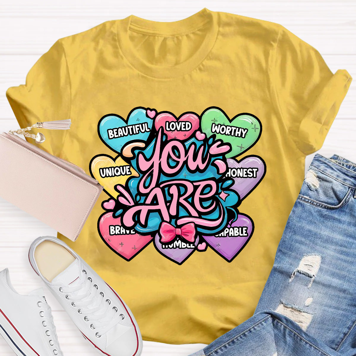 You Are Beautiful Loved Worthy Teacher T-Shirt
