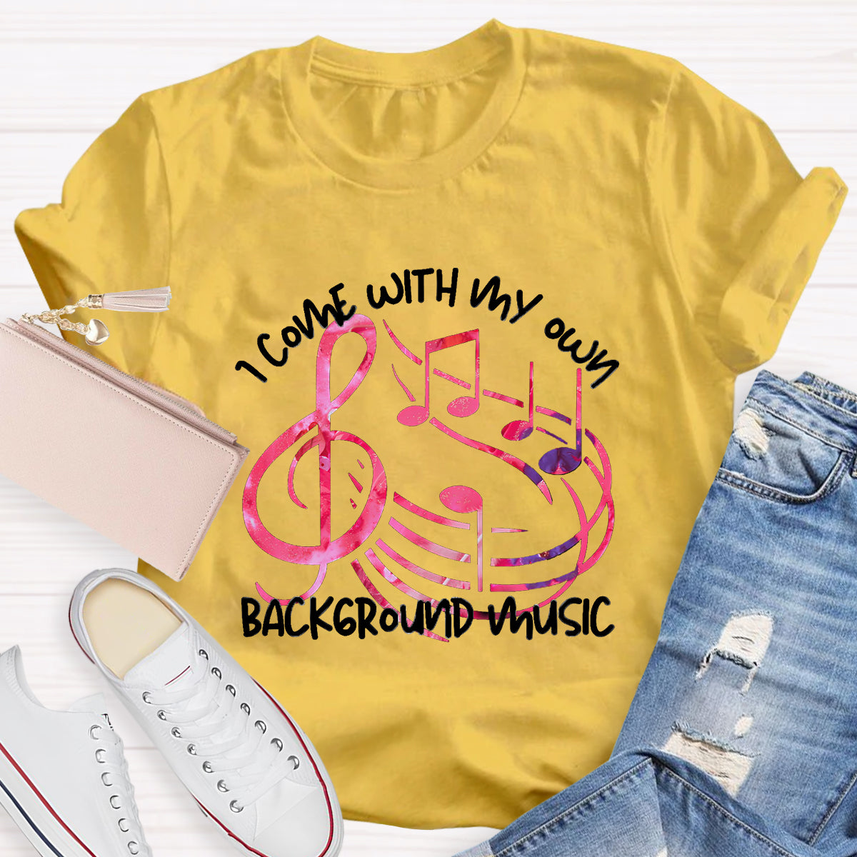 I Come With My own Background Music Teacher T-Shirt