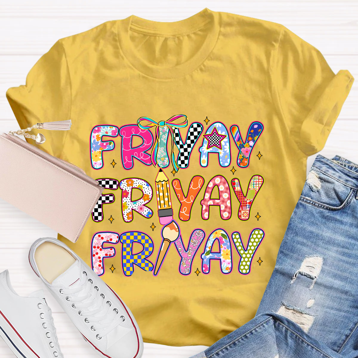 Friyay Star Pencil Teacher T-Shirt